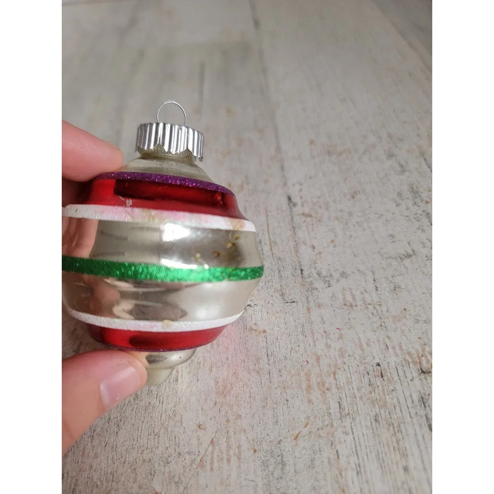 Shiny Bright vintage glass abstract stripe ornament Xmas unique home